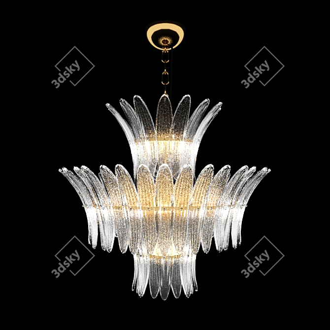 Elegant Palmette Chandelier: Barovier & Toso 3D model image 1