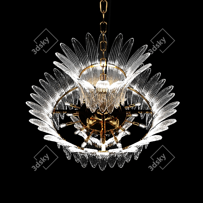 Elegant Palmette Chandelier: Barovier & Toso 3D model image 2