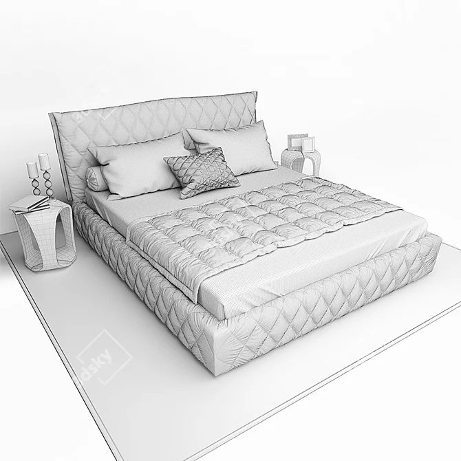 Notting Hill Cinova Bed & Infinity Design Table 3D model image 2