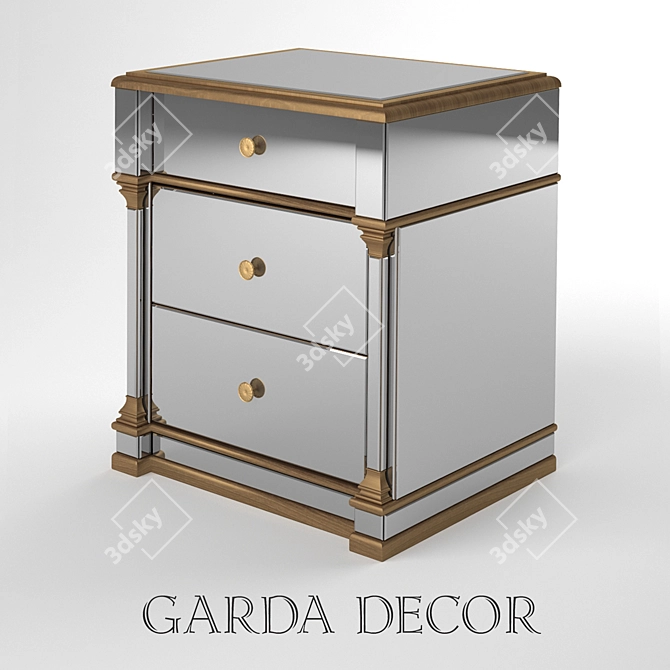 Golden Mirror Accent Cabinet 3D model image 1