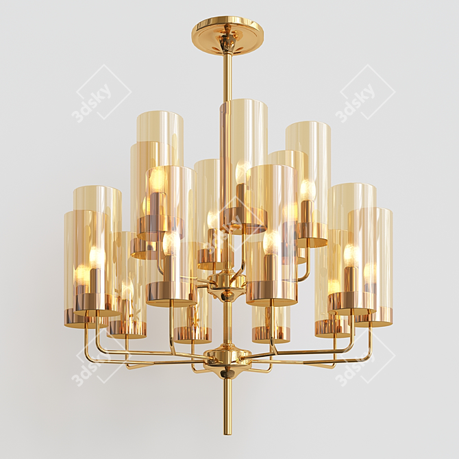  Unique Gold Pendant Chandelier 3D model image 1