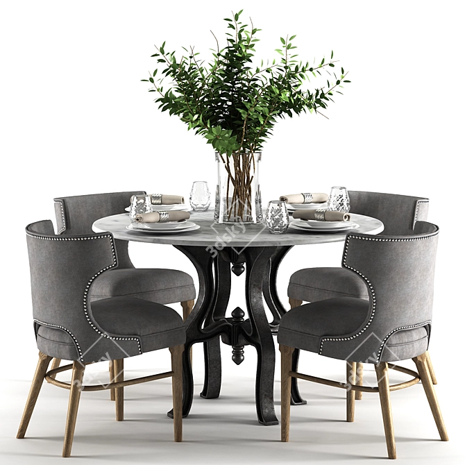 Elegant Ashford Dining Set 3D model image 1