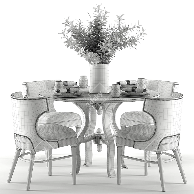 Elegant Ashford Dining Set 3D model image 3