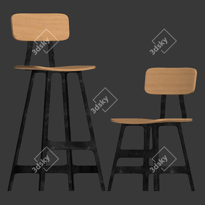 Yardbird Industrial Chair & Barstool 3D model image 2