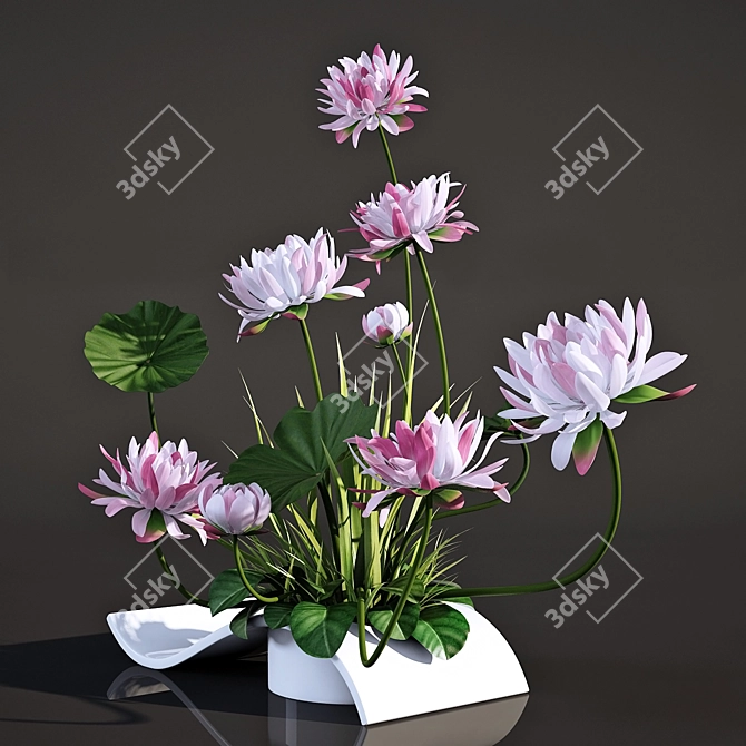 Lotus Flower Bouquet 3D model image 2