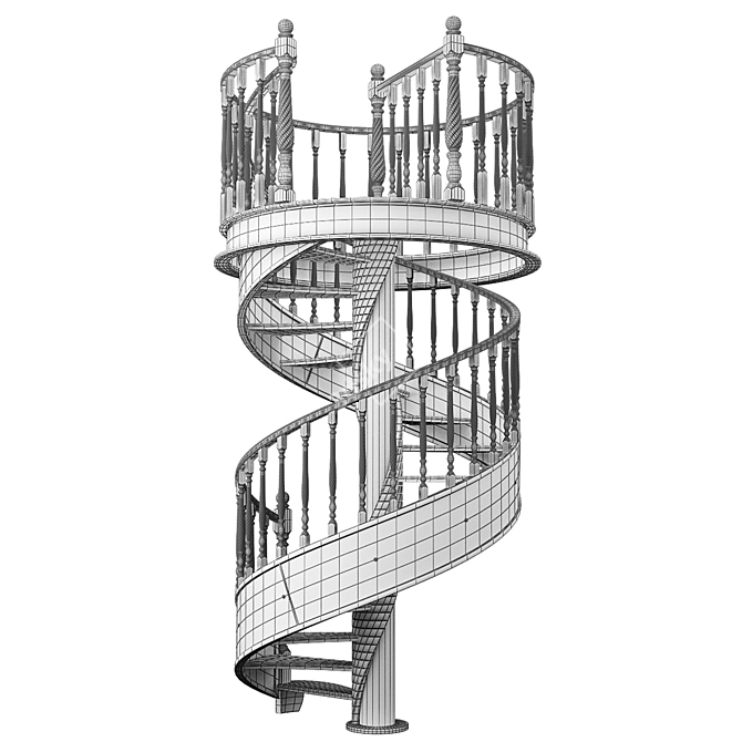 Spiral Wood Stair: Modern Elegance 3D model image 3