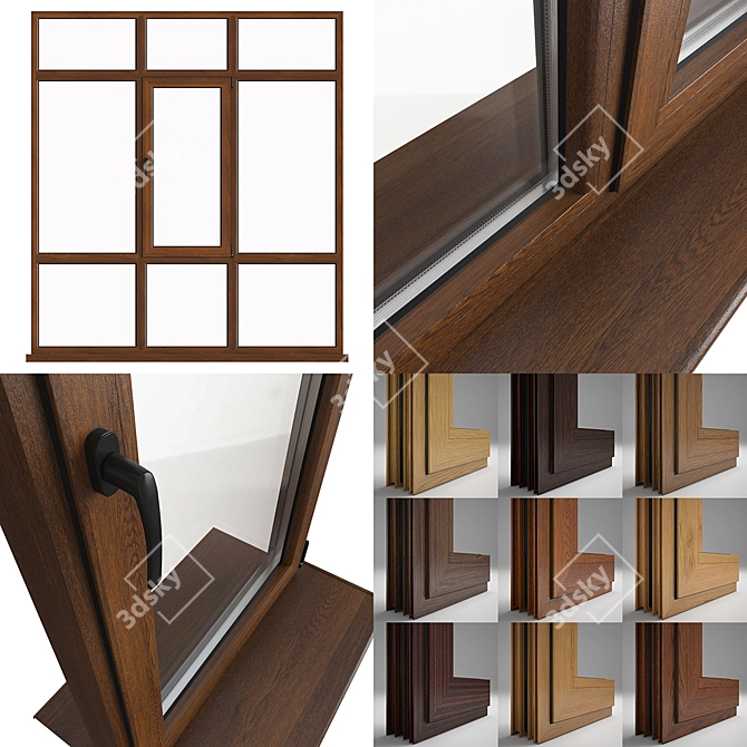 Aluminum Windows Collection | 10 Designs | Opens/Closes 3D model image 2