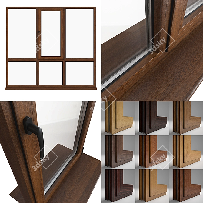 Versatile Aluminum Windows - 10 Designs, Easy to Customize 3D model image 2