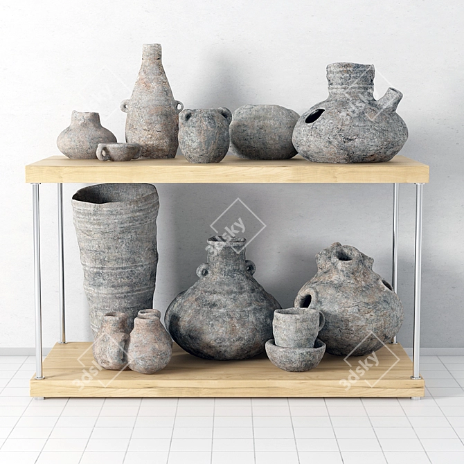 Pottery Shelf: Stylish and Functional 3D model image 1