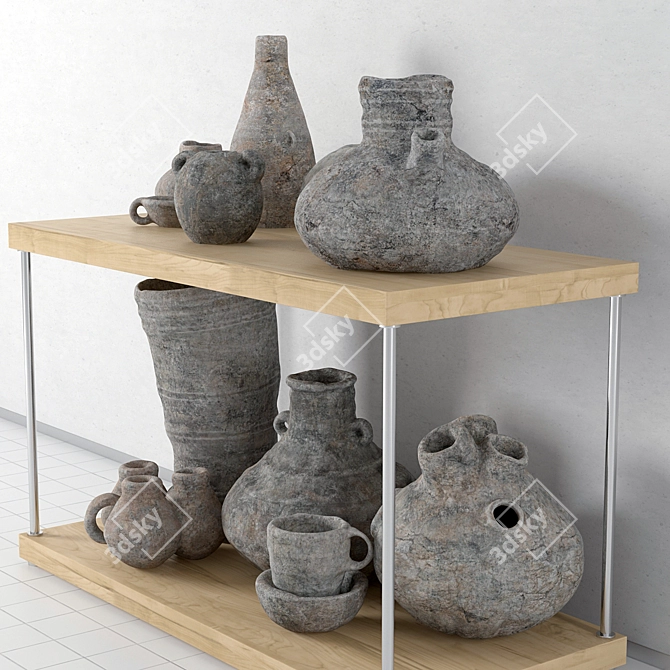 Pottery Shelf: Stylish and Functional 3D model image 2