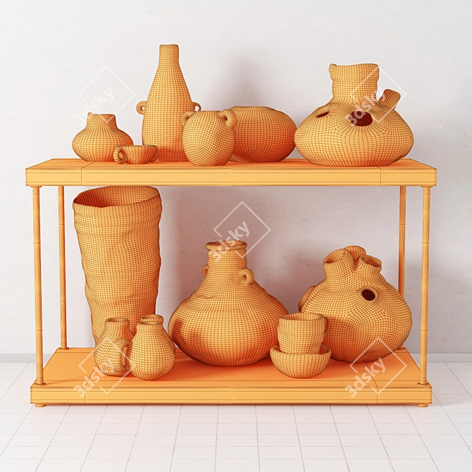 Pottery Shelf: Stylish and Functional 3D model image 3