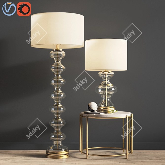 Jasmine Glass Lamp: Vintage Elegance for Every Room! 3D model image 1