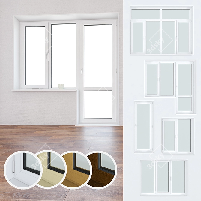 Premium Plastic Windows with Exquisite Detailing 3D model image 1