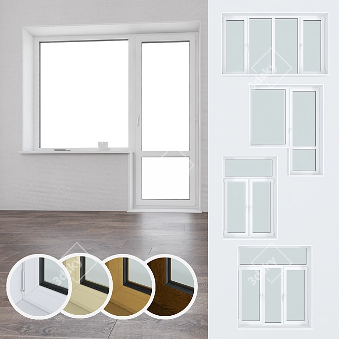 Premium Quality Plastic Windows: Exquisite Detailing 3D model image 1