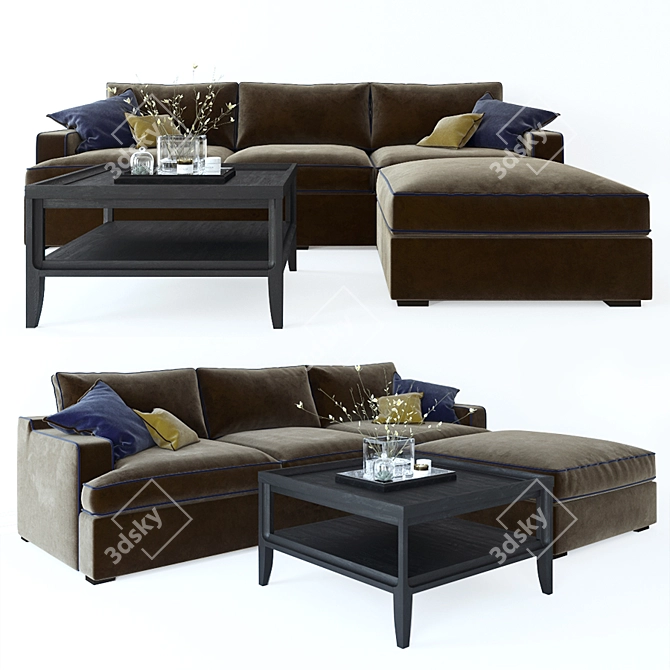 Stamford Three-Seater Sofa & City Coffee Table 3D model image 1