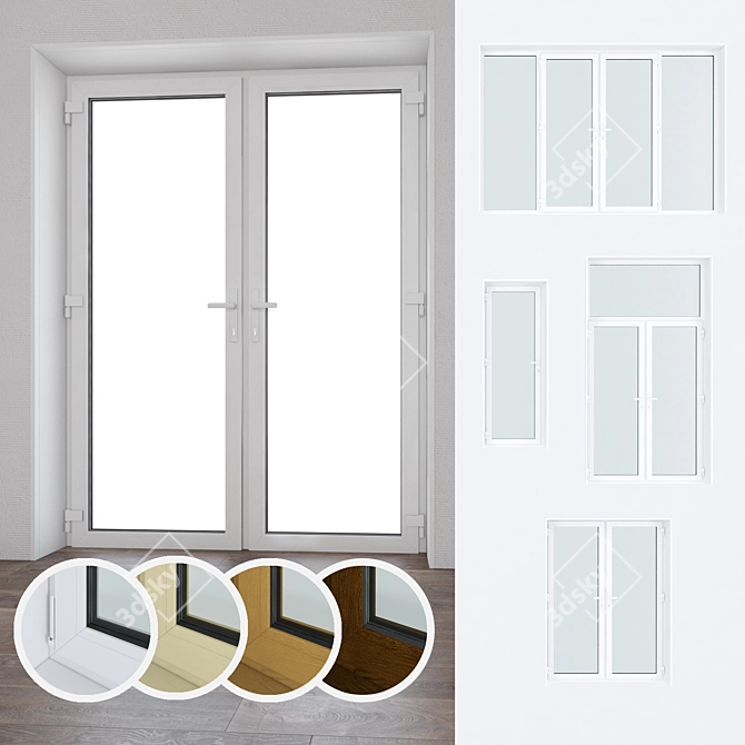 Premium Plastic Windows: Exquisite Detailing 3D model image 1