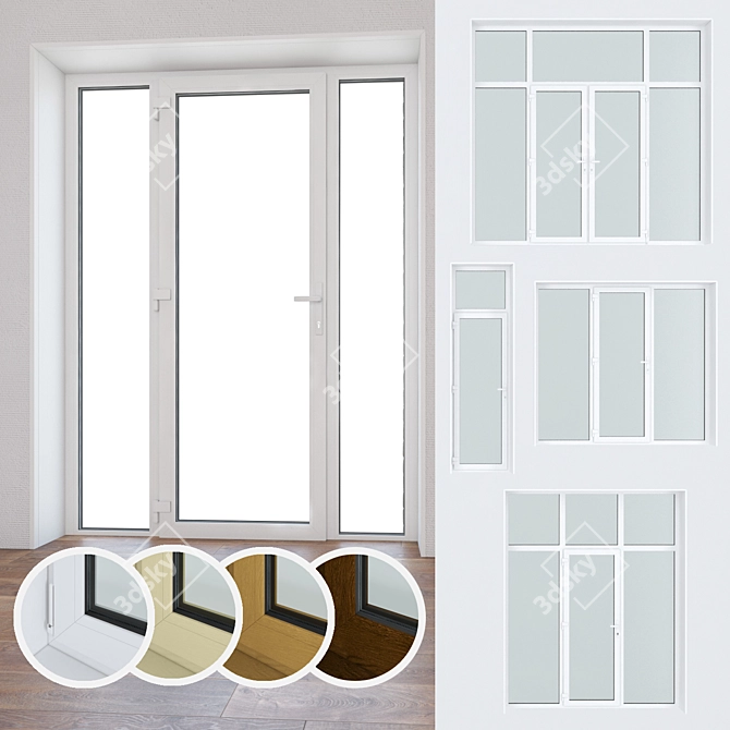 Premium Plastic Windows & Doors Set 3D model image 1