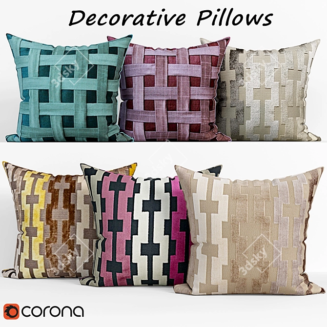 Contemporary Decorative Pillows Set 3D model image 1