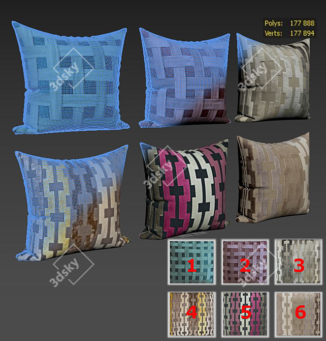 Contemporary Decorative Pillows Set 3D model image 2