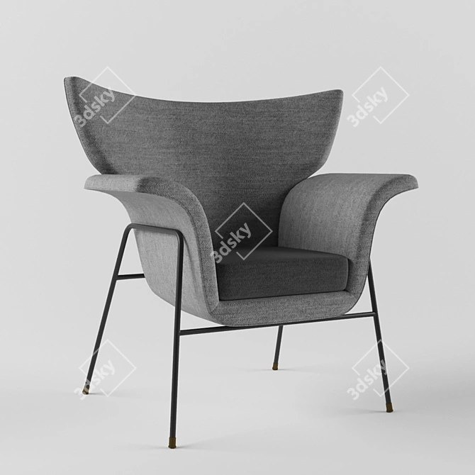 Vintage Enameled Lounge Chair 3D model image 1