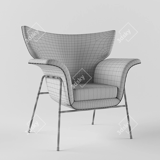 Vintage Enameled Lounge Chair 3D model image 2