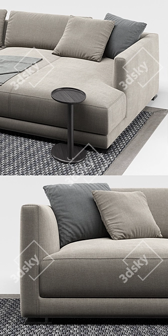 Poliform Bristol Sofa Set: 2 Modules, Puff & More 3D model image 2