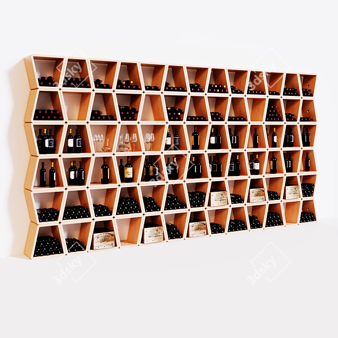 Modular Wine Wall Rack: Flexible Design & Endless Possibilities 3D model image 1