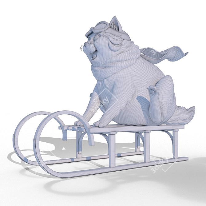 Chubby Cat Figurine 3D model image 3