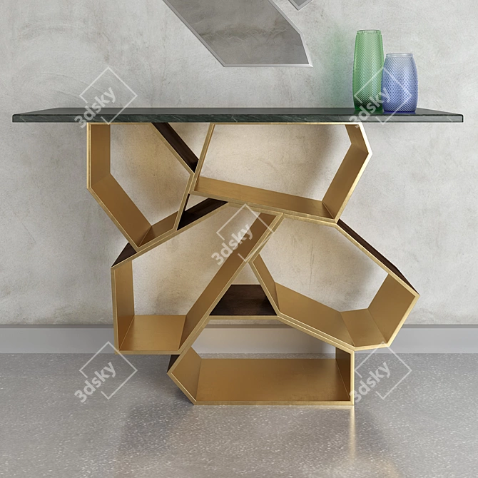 Krypton Console Table: Vintage Copper Base with Marble Top 3D model image 1