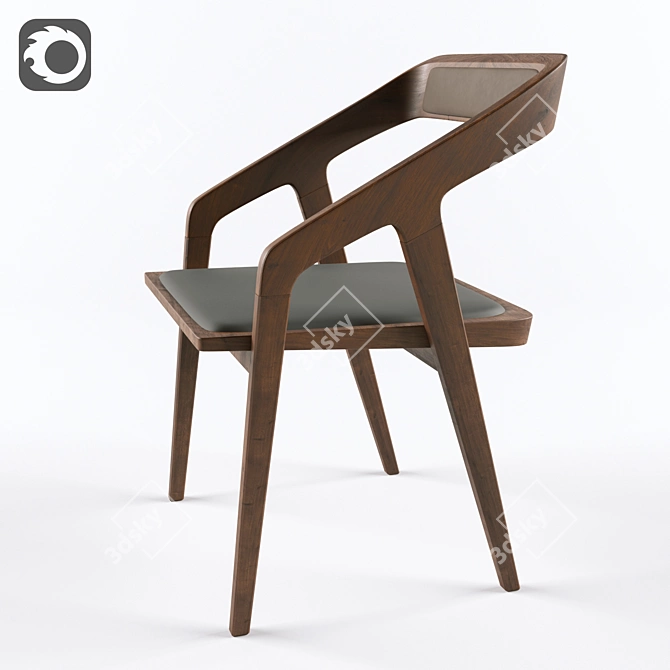 Title: Sleek Katakana Chair 3D model image 3