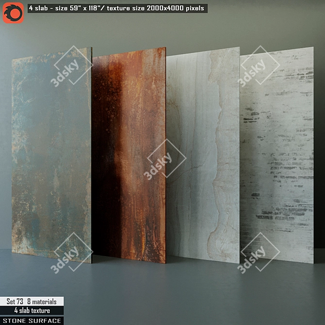 Premium Stone Slab Set - High Resolution Texture, 8 Preset Materials 3D model image 1