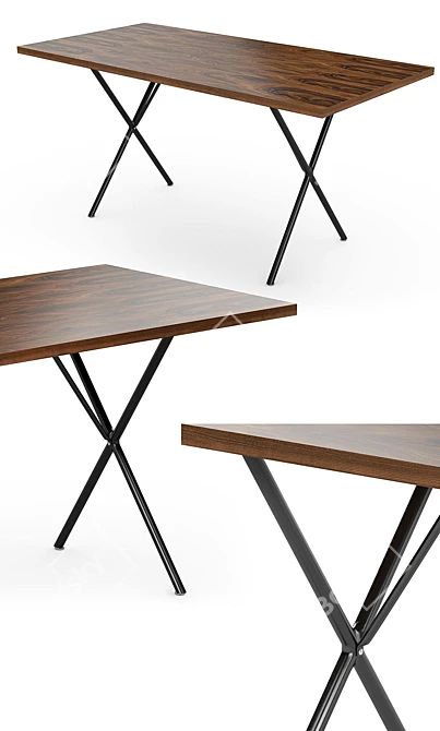 Modern X-Leg Table for Stylish Interiors 3D model image 2