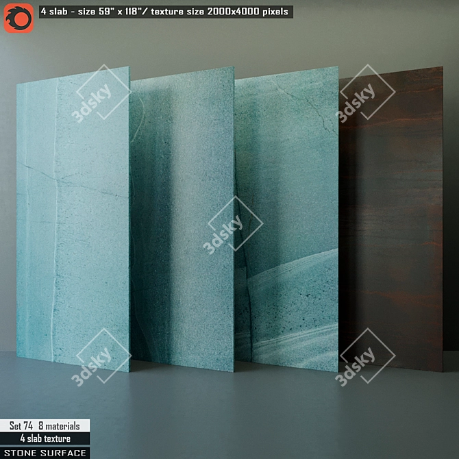 Premium Stone Slab Set 3D model image 1