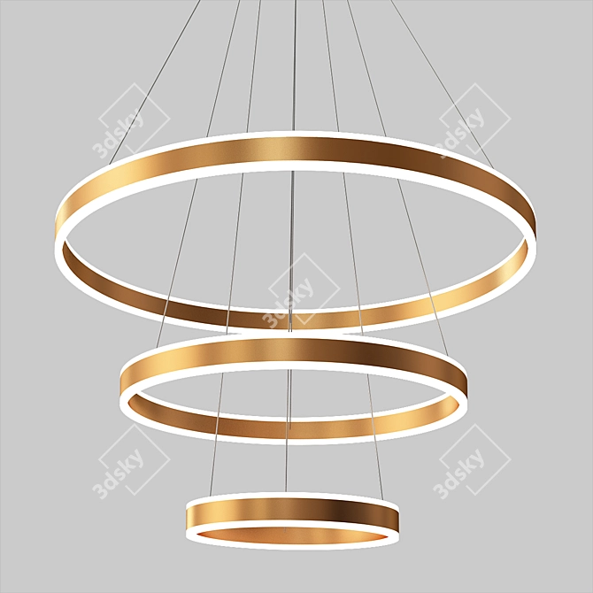 Elegant LED Ring Chandelier 3D model image 1