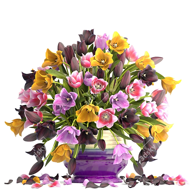 Spring Blooms Collection: Vibrant Tulip Bouquet 3D model image 1