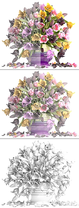 Spring Blooms Collection: Vibrant Tulip Bouquet 3D model image 3