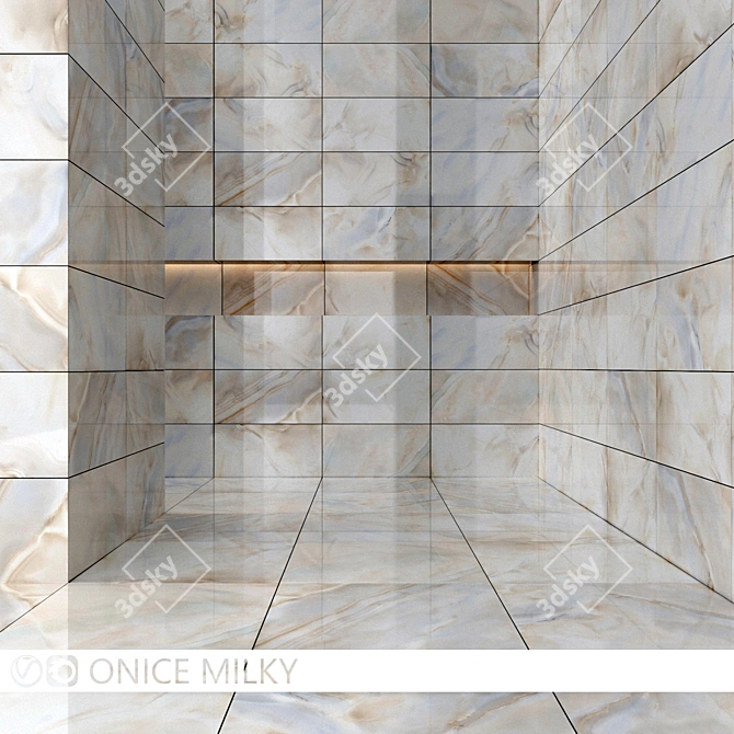 Milky Onice Tile: 600x600mm & 600x300mm Variants 3D model image 1