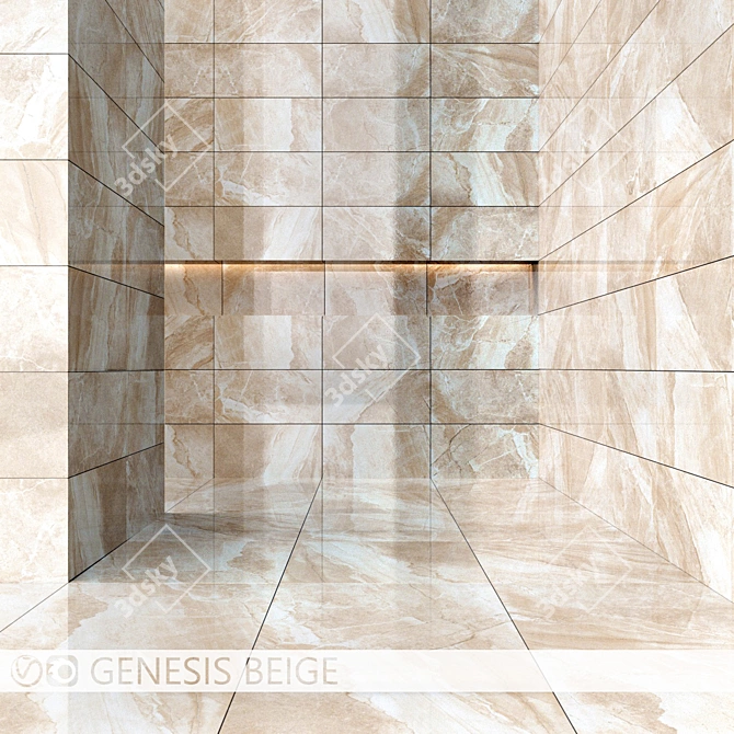 Beige Kerranova Genesis: High-Quality Tile Collection 3D model image 1