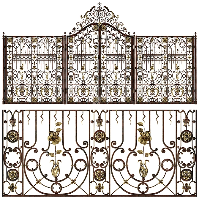 Elegant Forged Gates & Fences 3D model image 1