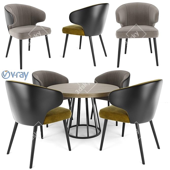 Modern Aston Dining Armchair Set 3D model image 1