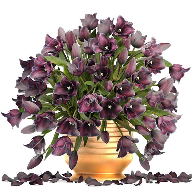 Golden Tulips Collection 3D model image 1
