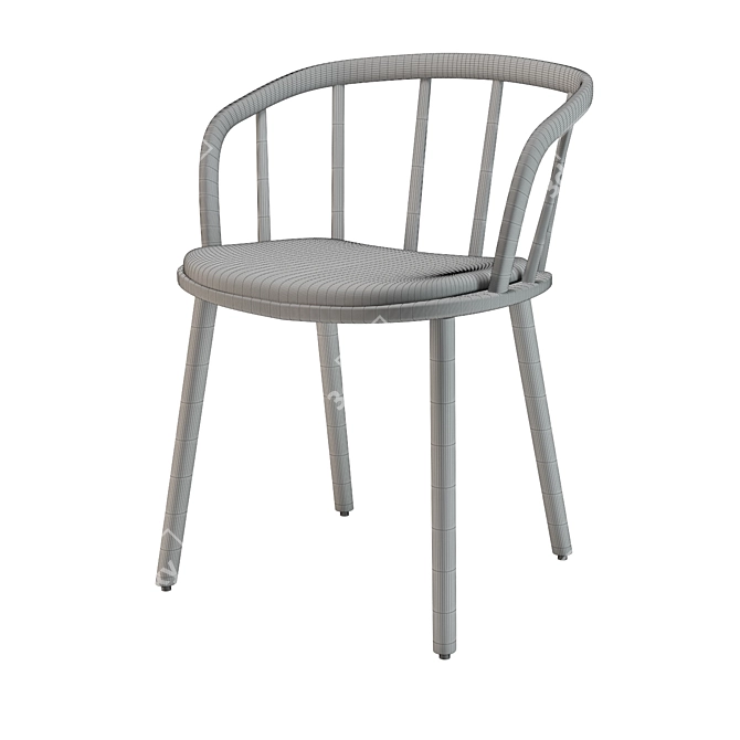 Modern Ash Wood Armchair 3D model image 2