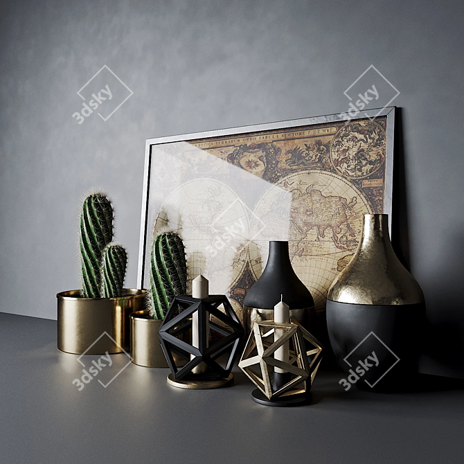 Desert Vibes Cactus Décor Set 3D model image 3