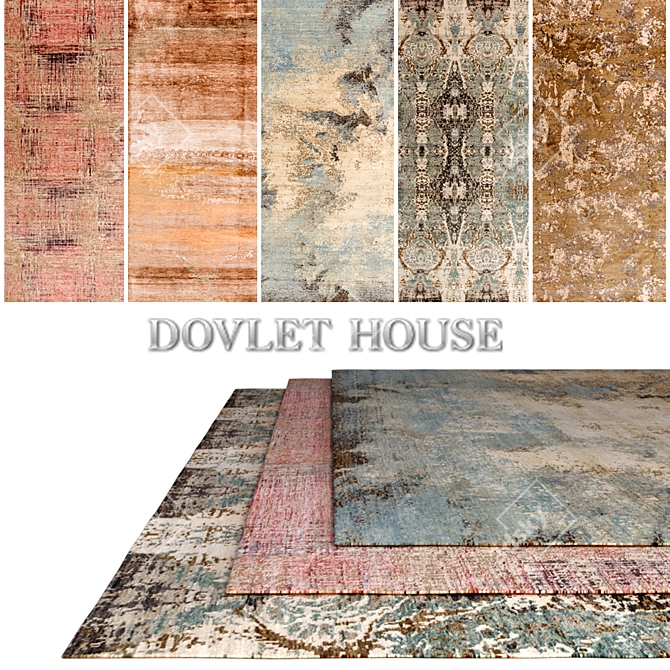 DOVLET HOUSE Carpets Set - 5 Pieces (Part 200) 3D model image 1