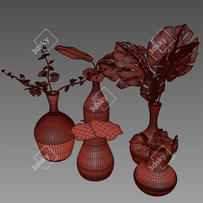 Colorful Vase Plant Collection 3D model image 3