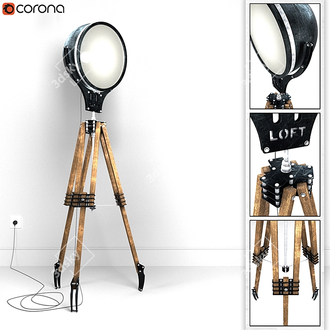 Industrial Geometric Floor Lamp 3D model image 1