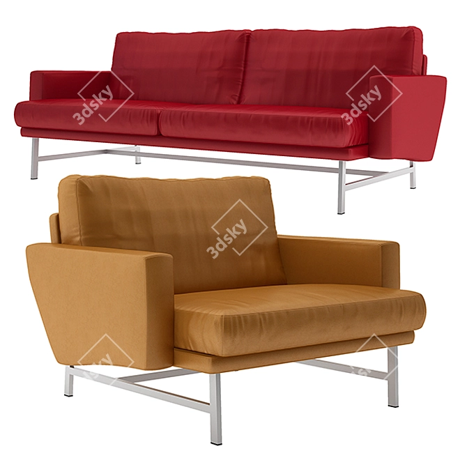 Sleek Lissoni 2-Seat Sofa 3D model image 1