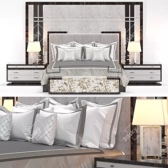 Sleek Modern Bed Design 3D model image 1