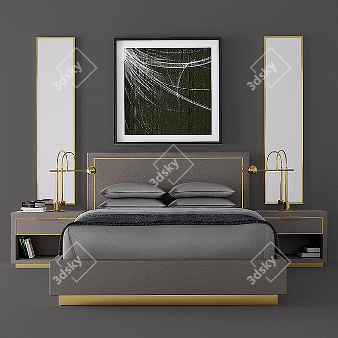 Shagreen King Platform Bed 3D model image 1