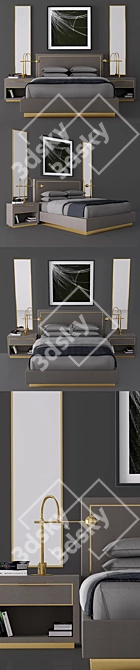 Shagreen King Platform Bed 3D model image 2